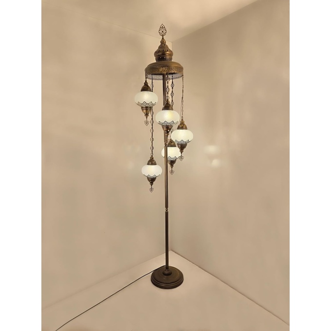 Asli 5 Globe Standing Turkish Lamp – Handcrafted Mediterranean & Moroccan Floor Light - Image 3