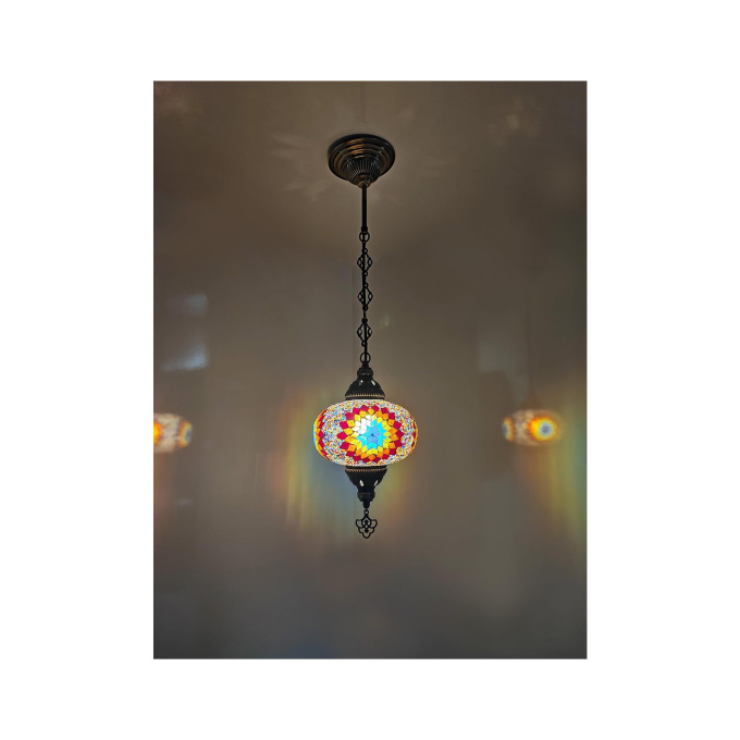 ECE Hanging Turkish Globe Light – Hand-Blown Moroccan-Inspired Mosaic Lamp | Authentic Turkish Lighting for Living Rooms, Offices, and Gardens - Image 2