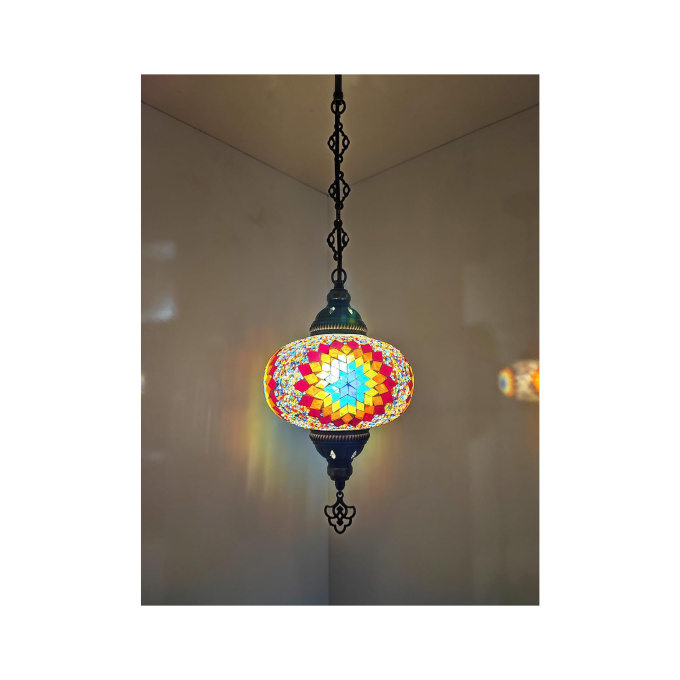 ECE Hanging Turkish Globe Light – Hand-Blown Moroccan-Inspired Mosaic Lamp | Authentic Turkish Lighting for Living Rooms, Offices, and Gardens - Image 3