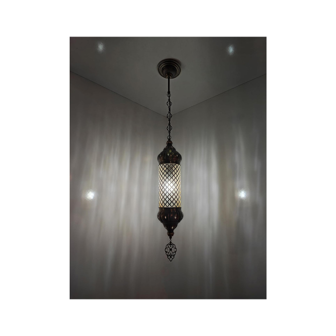 Elif Handmade Hanging Pendant Light - Mediterranean & Moroccan Glass Lamp - Image 3