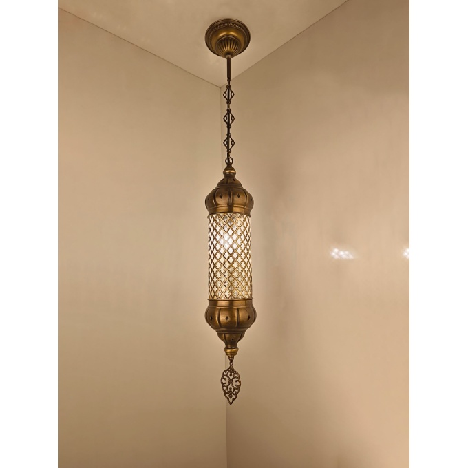 Elif Handmade Hanging Pendant Light - Mediterranean & Moroccan Glass Lamp - Image 9