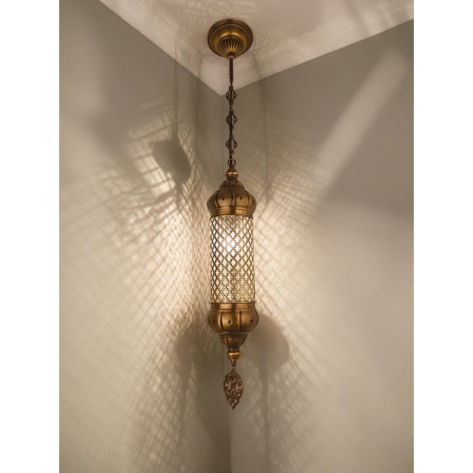 Elif Handmade Hanging Pendant Light - Mediterranean & Moroccan Glass Lamp - Image 5