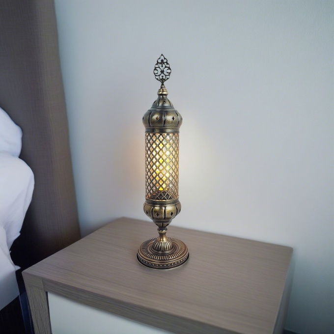 Ayse Handcrafted Turkish Mosaic Table Lamp – Warm White Glass Pendant - Image 3