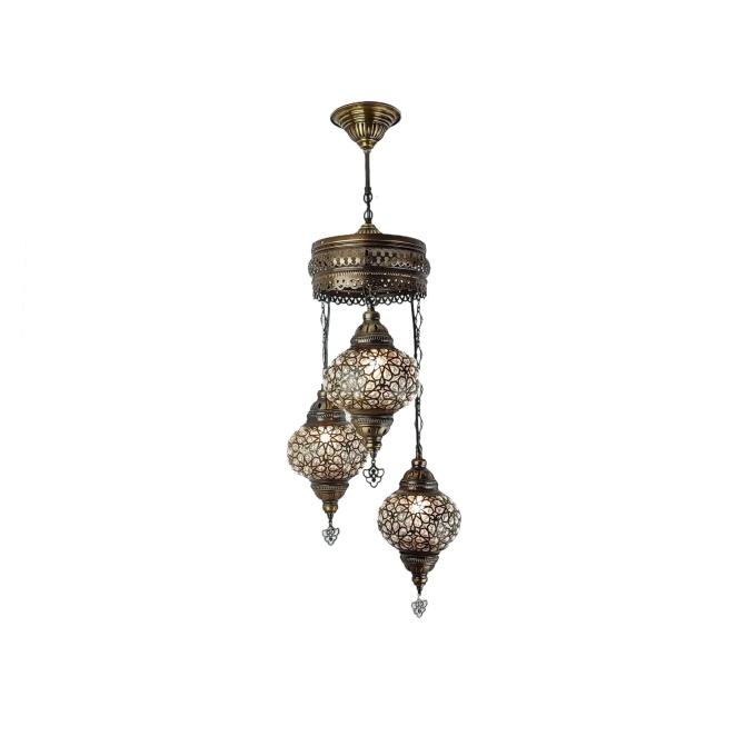 Elif 3 Globe Turkish Hanging Lamp - Handcrafted Mediterranean & Moroccan Lighting in Warm White - Image 11