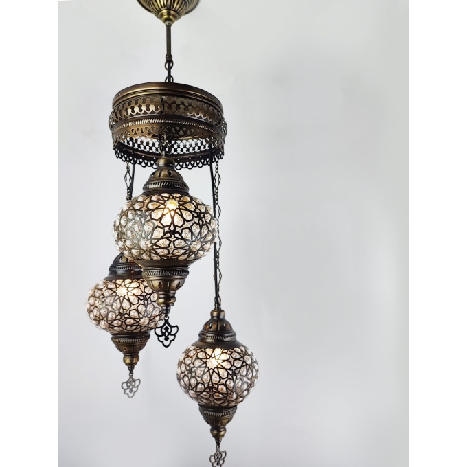 Elif 3 Globe Turkish Hanging Lamp - Handcrafted Mediterranean & Moroccan Lighting in Warm White - Image 10