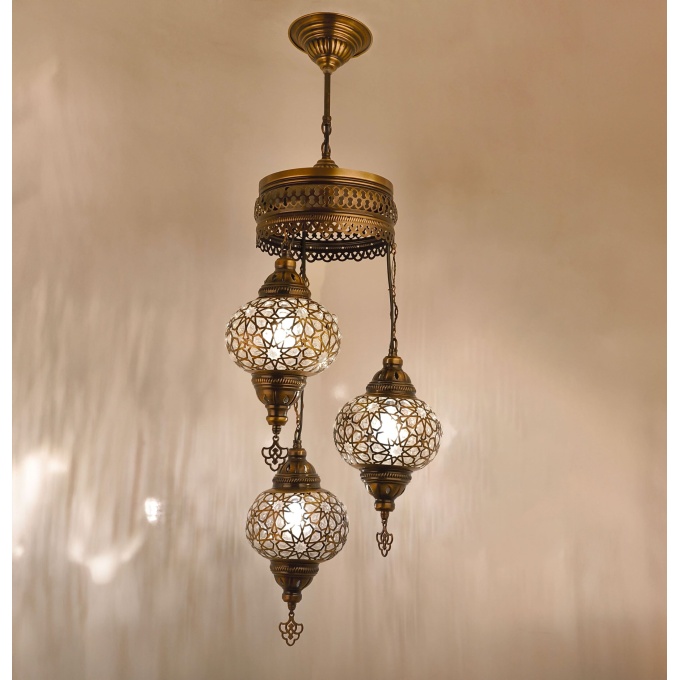 Elif 3 Globe Turkish Hanging Lamp - Handcrafted Mediterranean & Moroccan Lighting in Warm White - Image 7