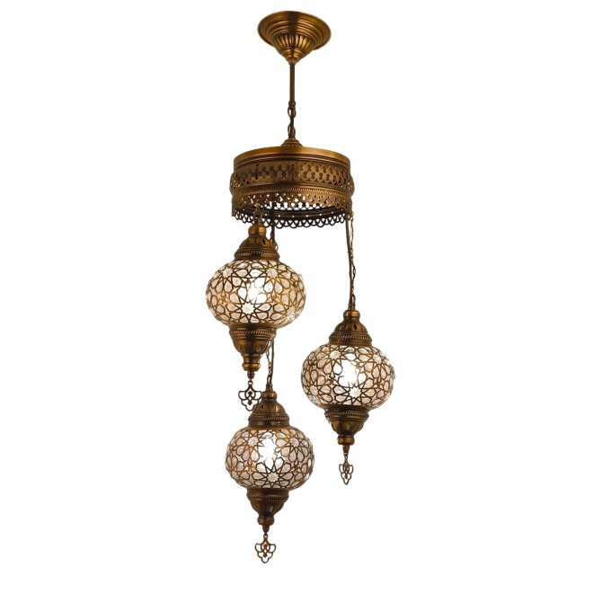 Elif 3 Globe Turkish Hanging Lamp - Handcrafted Mediterranean & Moroccan Lighting in Warm White - Image 5