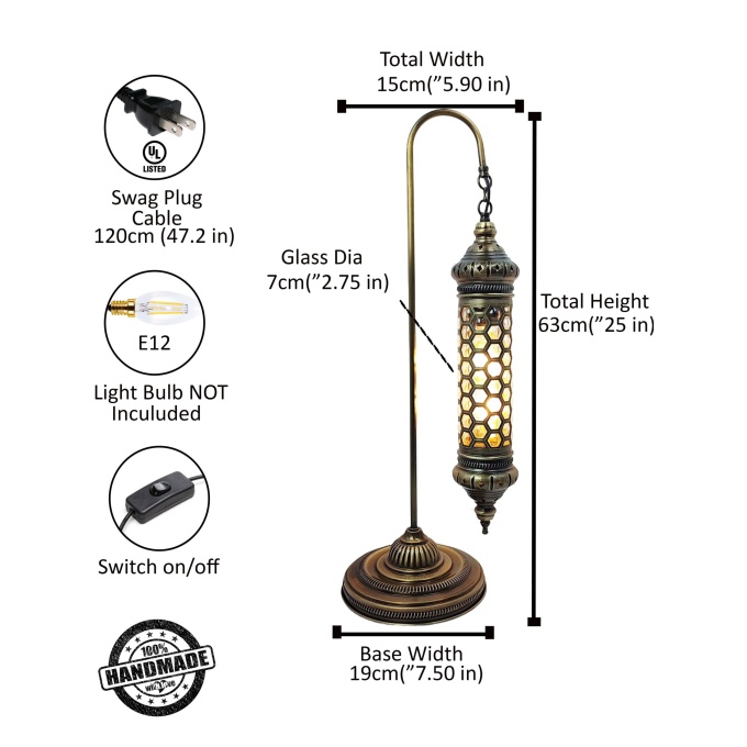 Azra Table Pendant Lamp - Mediterranean & Moroccan Style Turkish Glass Lighting - Image 13