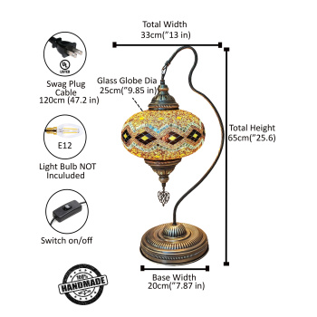 Carmo Turkish Mosaic Table Lamp - Handcrafted Moroccan Style Light