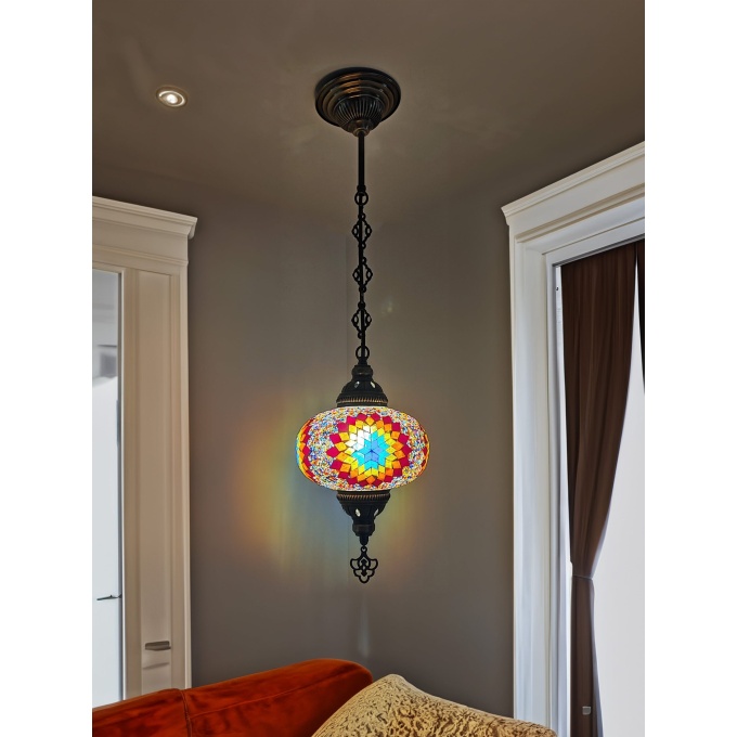 ECE Hanging Turkish Globe Light – Hand-Blown Moroccan-Inspired Mosaic Lamp | Authentic Turkish Lighting for Living Rooms, Offices, and Gardens - Image 8