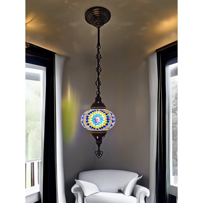 ECE Hanging Turkish Globe Light | Handmade Turkish Mosaic Lamp for Home & Office - Image 7