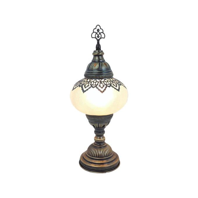 Ayse Turkish Mosaic Table Lamp – Handcrafted Warm White Oval Style