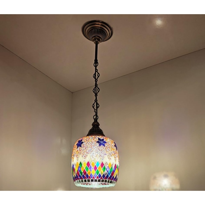 Bennet Handmade Turkish Hanging Multicolor Lamp – Moroccan Glass Light with Mediterranean Charm - Image 3