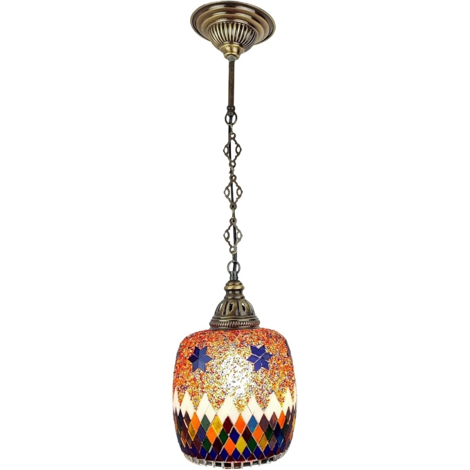 Bennet Handmade Turkish Hanging Multicolor Lamp – Moroccan Glass Light with Mediterranean Charm