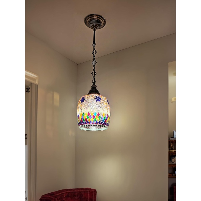 Bennet Handmade Turkish Hanging Multicolor Lamp – Moroccan Glass Light with Mediterranean Charm - Image 2